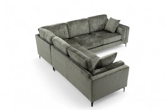 Textured Chenille Green Corner Sofa 2C2 QUARTIERE