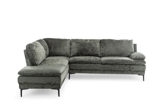 Textured Chenille Green Left Hand Facing Corner Sofa MOLO