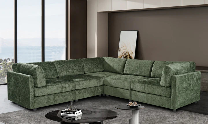 Green Textured Chenille 2C2 Modular Corner Sofa TOSCANA
