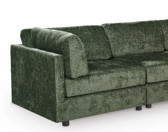 Green Textured Chenille 2C2 Modular Corner Sofa TOSCANA