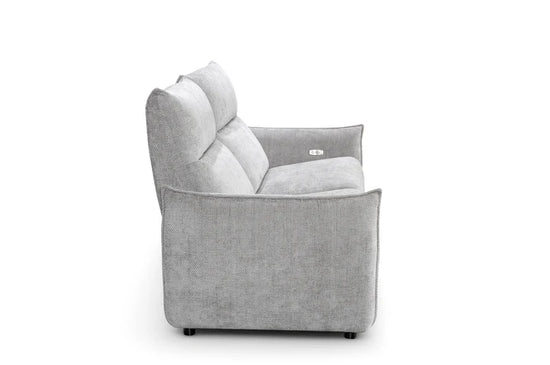 Woven Chenille Grey 2 Seater Electric Recliner Sofa CARRERA LUSSO