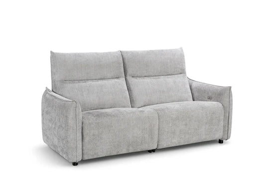 Woven Chenille Grey 3 Seater Electric Recliner Sofa CARRERA LUSSO