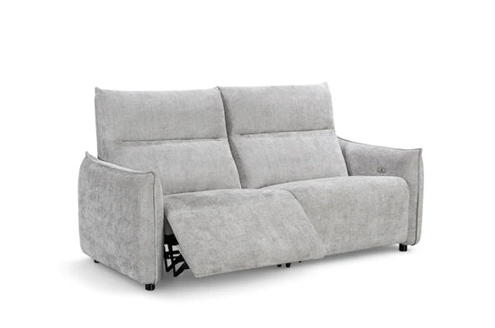 Woven Chenille Grey 3 Seater Electric Recliner Sofa CARRERA LUSSO