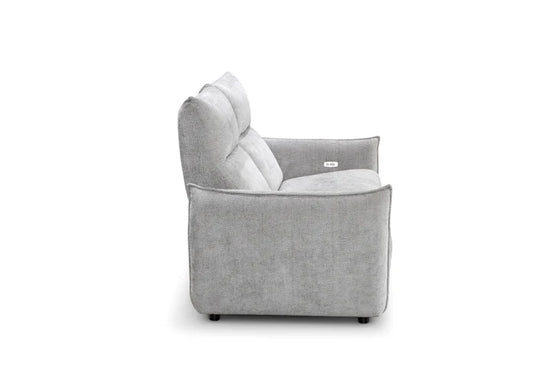 Woven Chenille Grey 3 Seater Electric Recliner Sofa CARRERA LUSSO