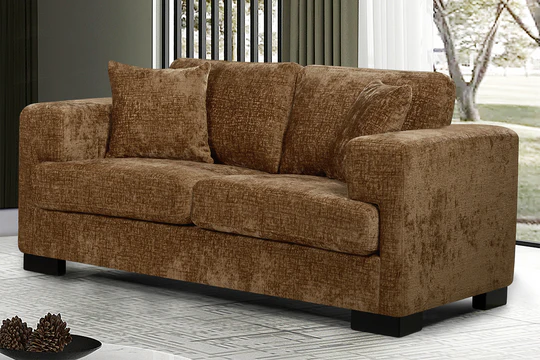 Textured Chenille Brown 2 Seater Sofa VELOCITÀ