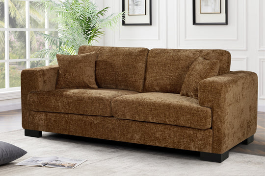 Textured Chenille Brown 3 Seater Sofa VELOCITÀ