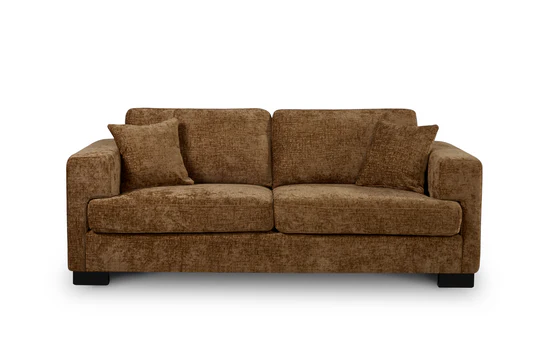 Textured Chenille Brown 3 Seater Sofa VELOCITÀ