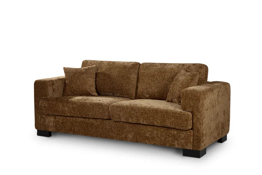 Textured Chenille Brown 3 Seater Sofa VELOCITÀ