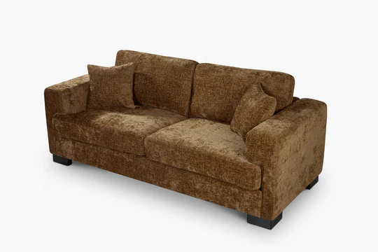 Textured Chenille Brown 3 Seater Sofa VELOCITÀ