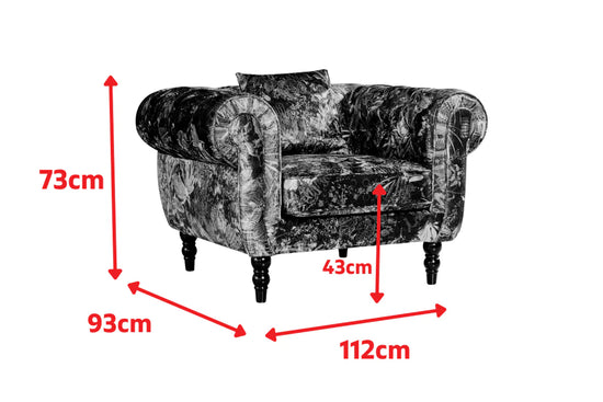 Green Nature Pattern Patchwork 1 Seater Chesterfield Sofa FORZA