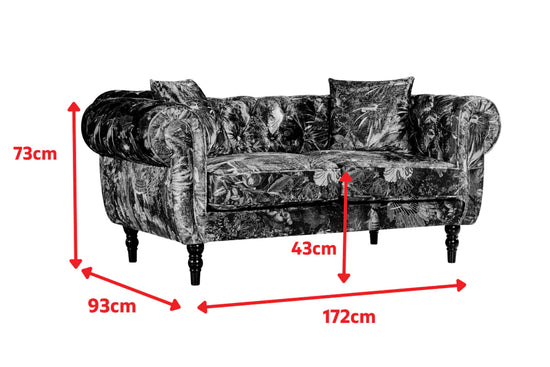 Green Nature Pattern Patchwork 2 Seater Chesterfield Sofa FORZA