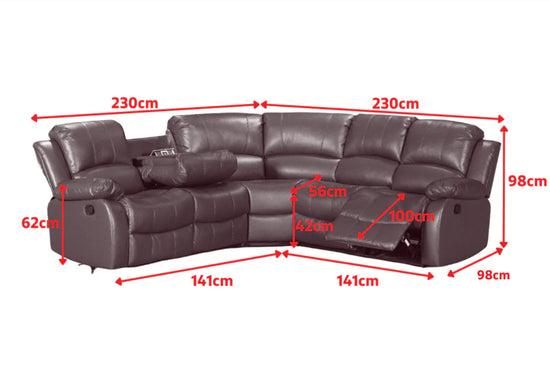 Faux Leather Black 2C2 Manual Recliner Corner Sofa SETTEE
