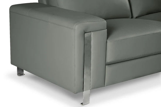 Vegan Leather Light Grey Right Hand Facing Corner Sofa ELEGANZA
