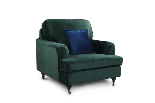 Velvet Bottle Green 1 Seater Bella Sofa ASBURY