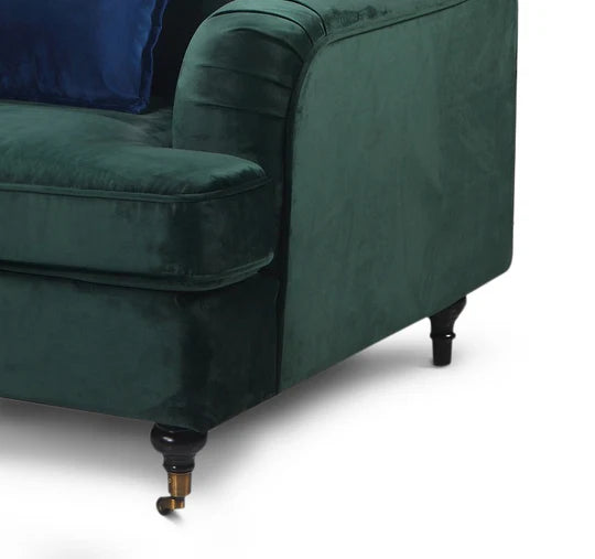 Velvet Bottle Green 1 Seater Bella Sofa ASBURY