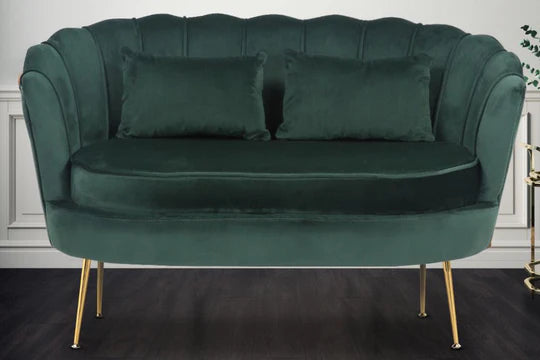Velvet Bottle Green 2 Seater Accent Loveseat Sofa MARGHERITA