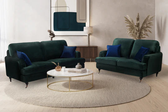 Velvet Bottle Green 3 + 2 Seater Bella Sofa Set ASBURY
