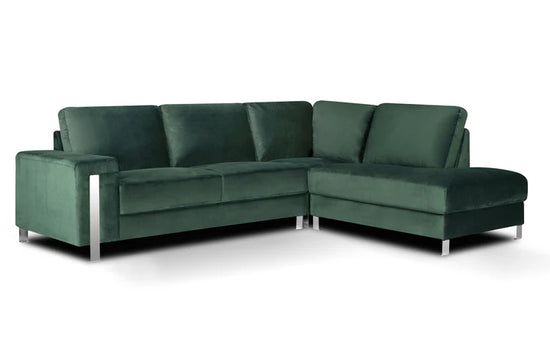 Velvet Bottle Green Right Hand Facing Corner Sofa  ELEGANZA