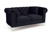 Velvet Black 2 Seater Chesterfield Sofa With Acrylic Feet MODERNO