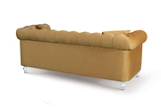 Velvet Gold 3 Seater Chesterfield Sofa With Acrylic Feet MODERNO