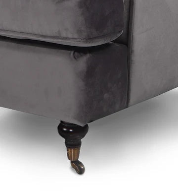 Velvet Dark Grey 1 Seater Bella Sofa ASBURY