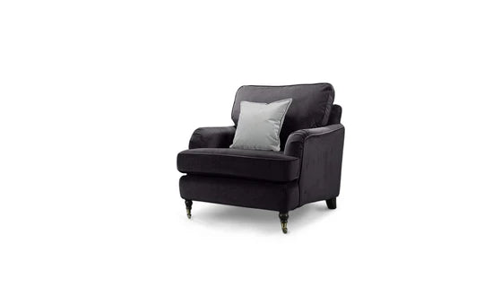 Velvet Dark Grey 1 Seater Bella Sofa ASBURY