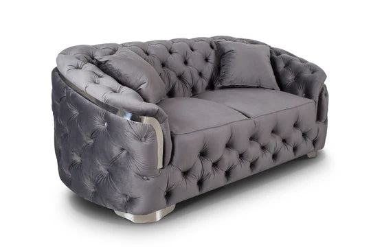 Velvet Dark Grey 2 Seater Sofa PRATO