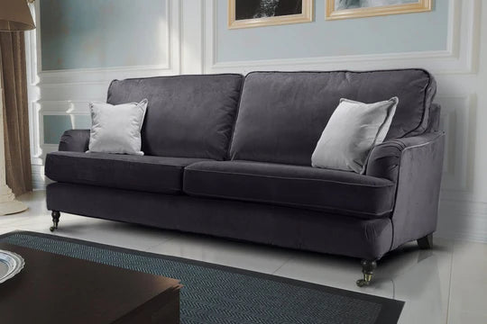 Velvet Dark Grey 3 Seater Bella Sofa ASBURY