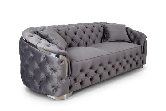 Velvet Dark Grey 3 Seater Sofa PRATO