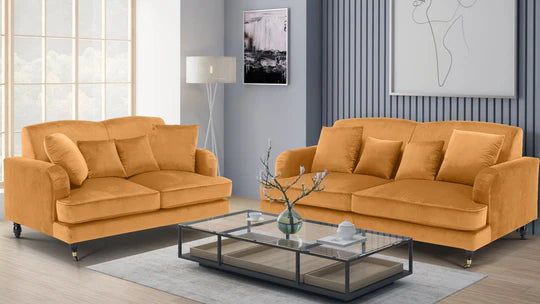 Velvet Gold 3 + 2 Seater Sofa Set STILE