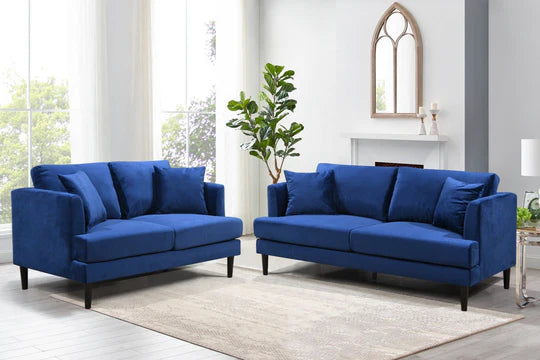 Velvet Marine Blue 3 Seater Sofa ROMANZO