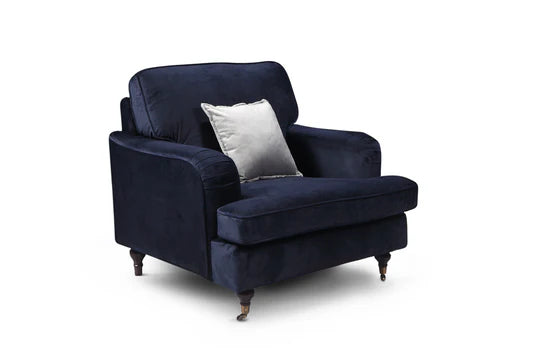 Velvet Navy Blue 1 Seater Bella Sofa ASBURY