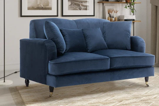 Velvet Navy Blue 2 Seater Sofa STILE