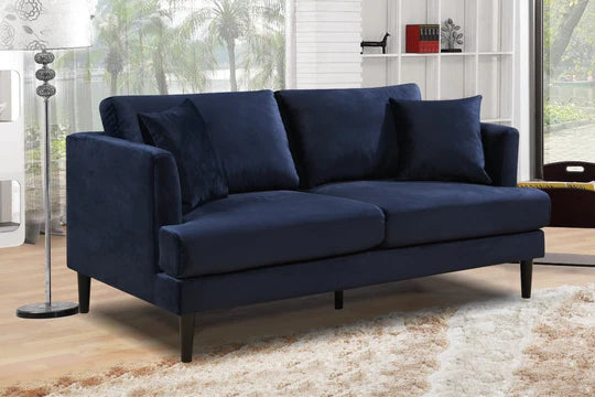 Velvet Navy Blue 3 Seater Sofa ROMANZO