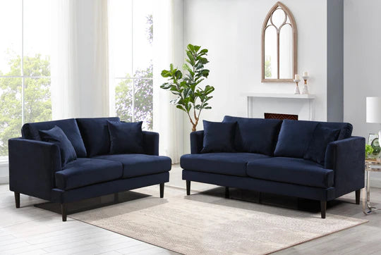 Velvet Navy Blue 3 Seater Sofa ROMANZO
