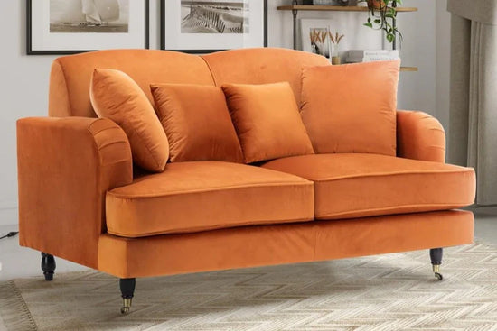 Velvet Orange 2 Seater Sofa TRADIZIONE
