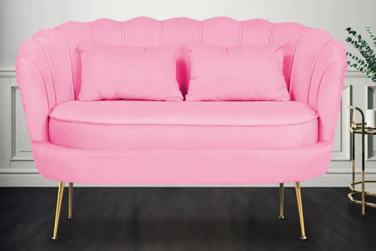Velvet Pink 2 Seater Accent Loveseat Sofa MARGHERITA