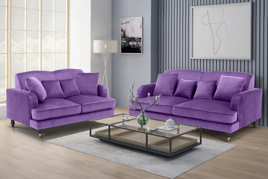 Velvet Purple 3 + 2 Seater Sofa Set STILE