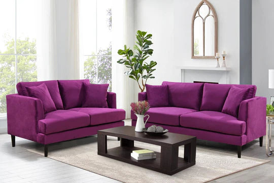 Velvet Purple 3 + 2 Seater Sofa Set ROMANZO
