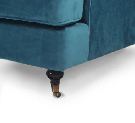 Velvet Turquoise / Teal 1 Seater Bella Sofa ASBURY (4)