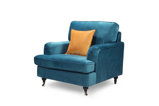 Velvet Turquoise / Teal 1 Seater Bella Sofa ASBURY (4)