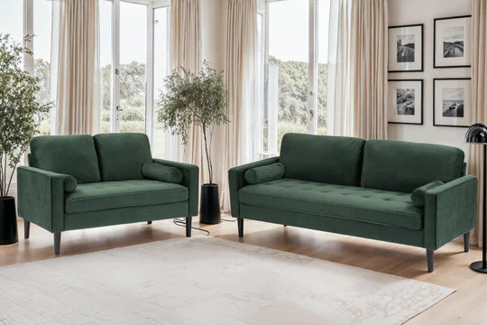 Velvet Bottle Green 3 + 2 Seater Sofa Set ACCESSO