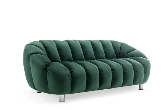 Velvet Bottle Green 3 Seater Sofa CHAISE