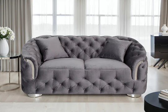 Velvet Dark Grey 2 Seater Sofa PRATO