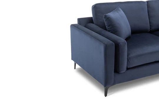 Velvet Navy Blue 3 Seater Sofa QUARTIERE