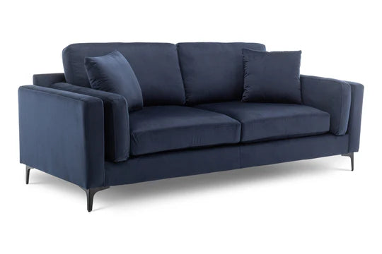 Velvet Navy Blue 3 Seater Sofa QUARTIERE