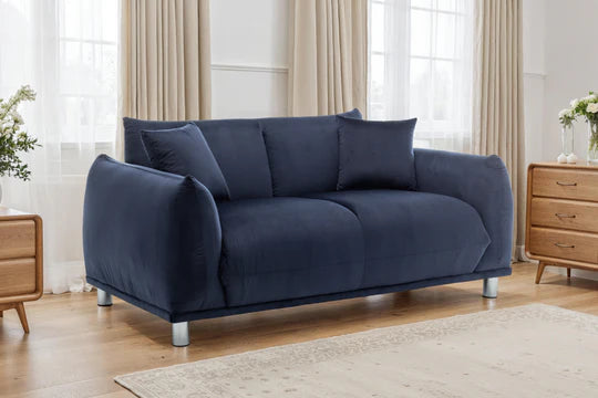 Velvet Navy Blue 2 Seater Sofa ARTIGIANATO