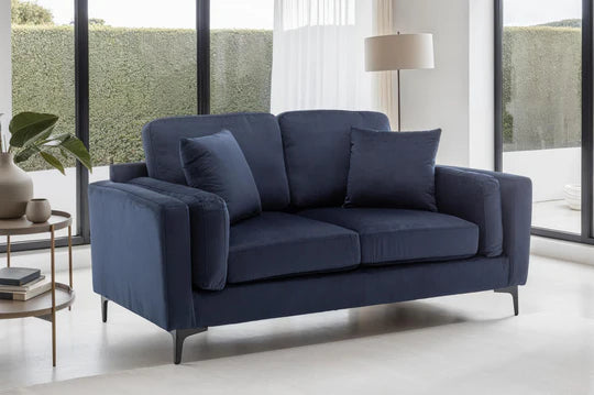 Velvet Navy Blue 2 Seater Sofa QUARTIERE