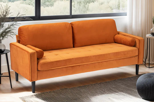 Velvet Orange 3 Seater Sofa ACCESSO
