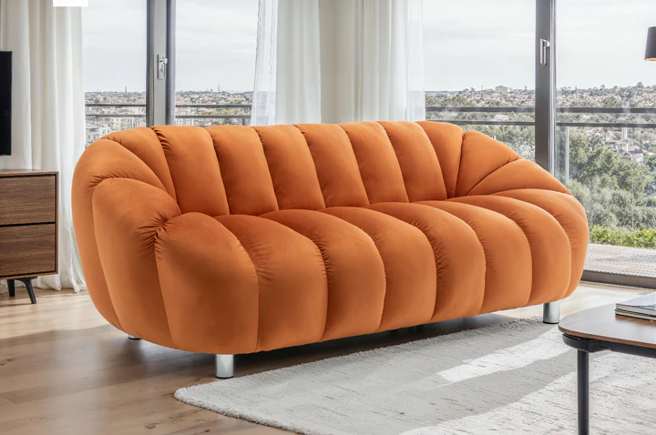 Velvet Orange 3 Seater Sofa CANAPÉ